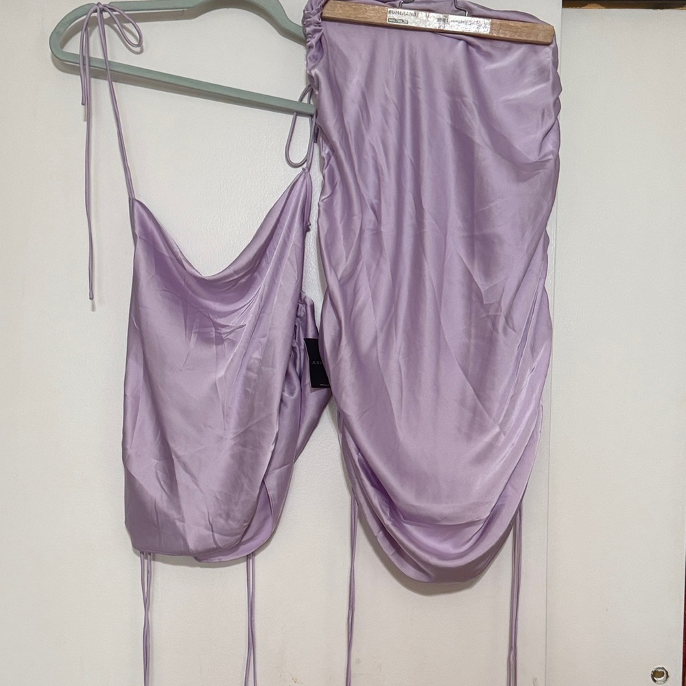 JLUXLABEL Lavender Skirt and Chemise Set